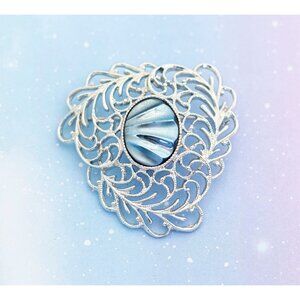 Art Nouveau Mermaid Shell Brooch | Silver Tone Brooch | Sarah Coventry | J3